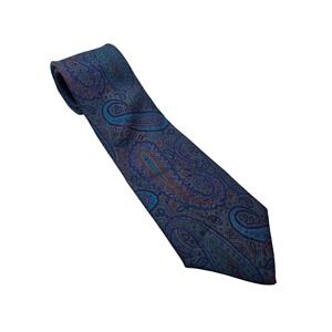 Saks Fifth Avenue Silk Necktie Paisley Pattern Made in USA Mens Tie 57"